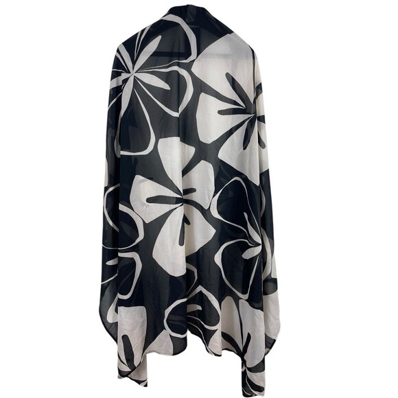 Anne Klein New York One Size Black White Floral Sheer Wrap Kimono Scarf NWT - Picture 1 of 11